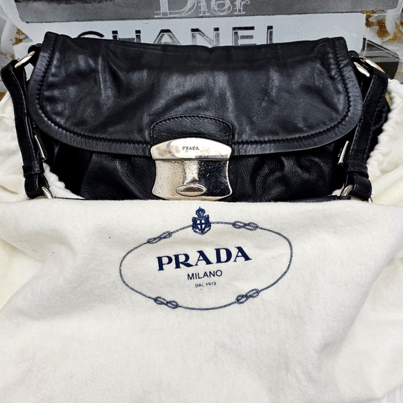 AUTHENTIC PRADA BLACK LEATHER MINI BAG - Picture 9 of 17